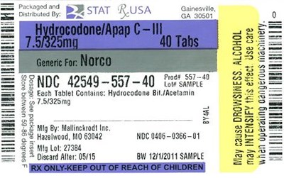 Principal Display Panel - 7.5 mg/325 mg bottle - HB APAP 7 5 325mg Label 42549